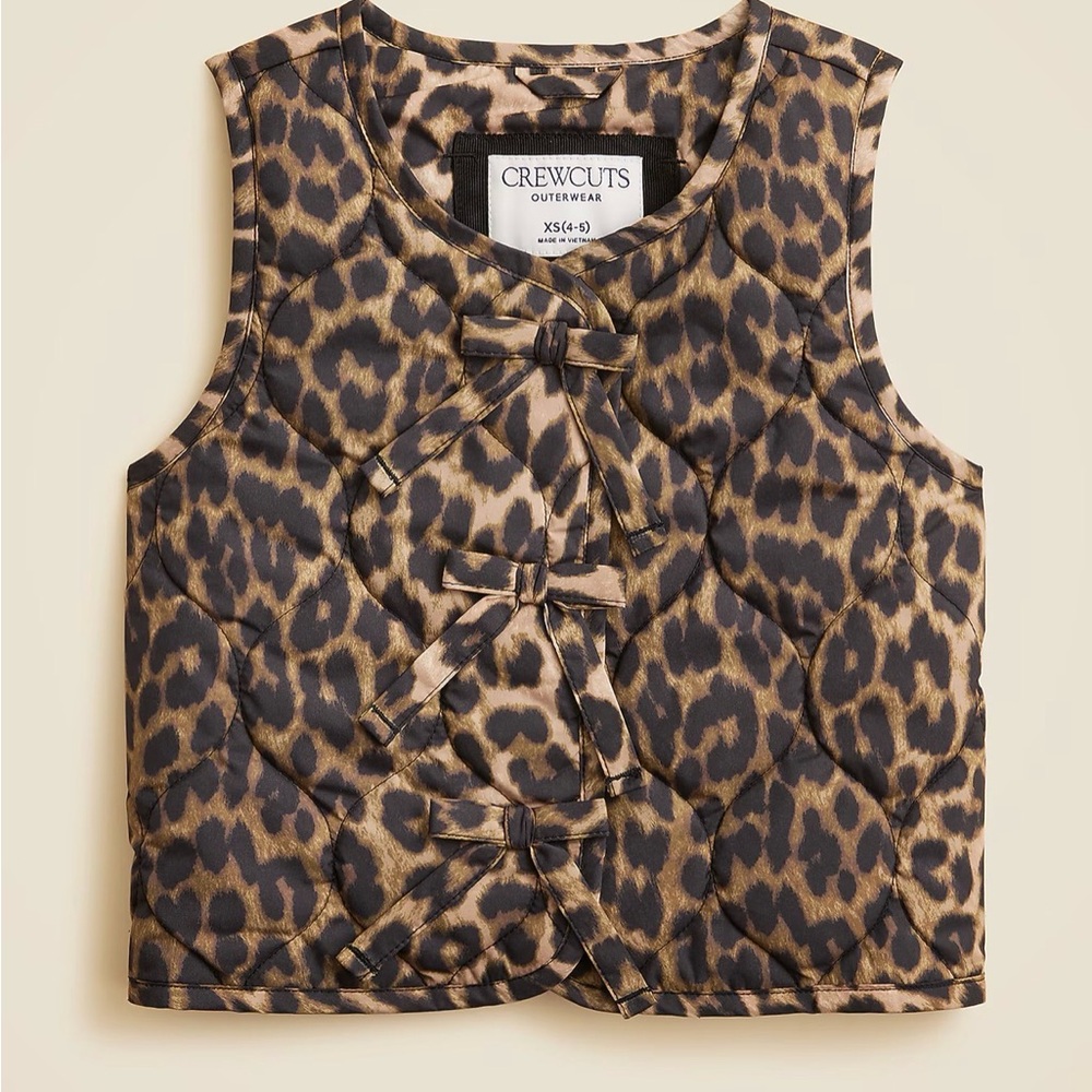 Crewcuts Girls' quilted vest in leopard print with PrimaLoft® size S 6-7